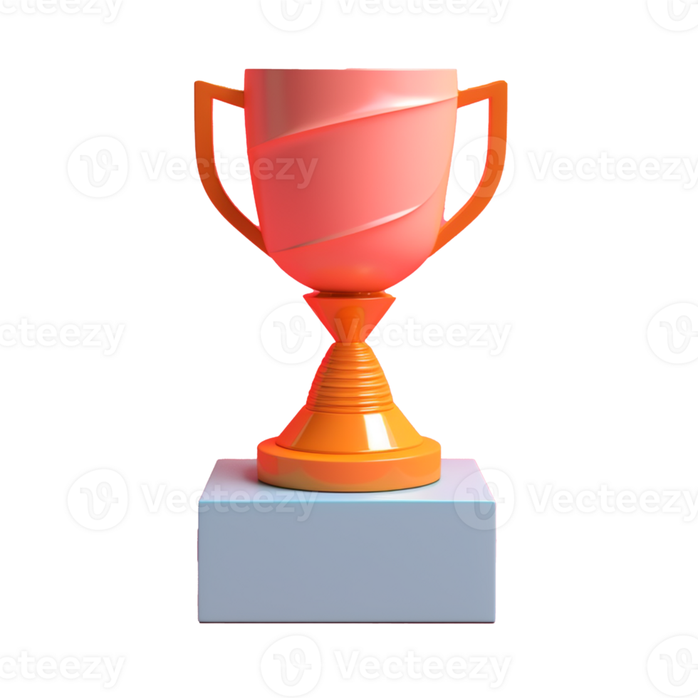 trophy in 3D style trending color palette with png