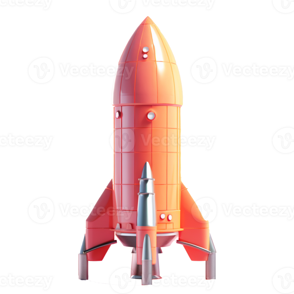 rocket in 3D style trending color palette with png