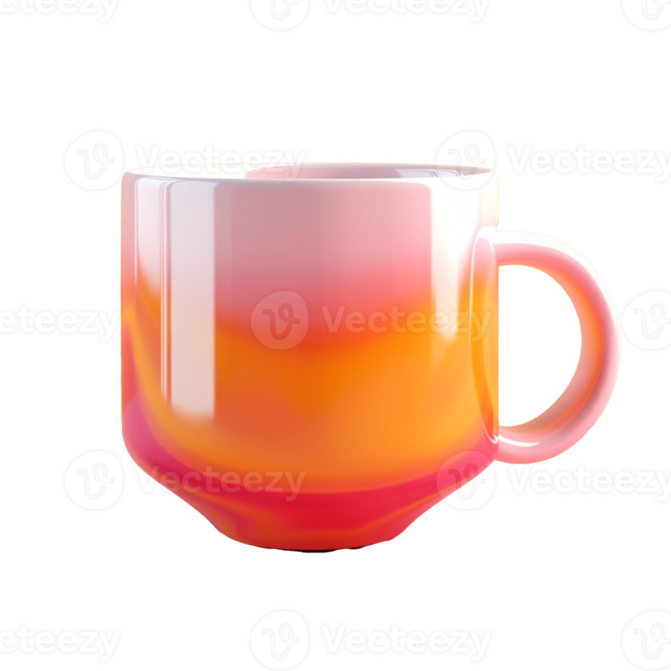 hot coffee mug in 3D style trending color palette with png
