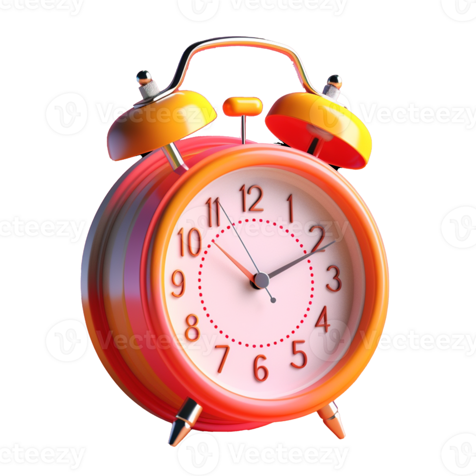 alarm clock in 3D style trending color palette with png