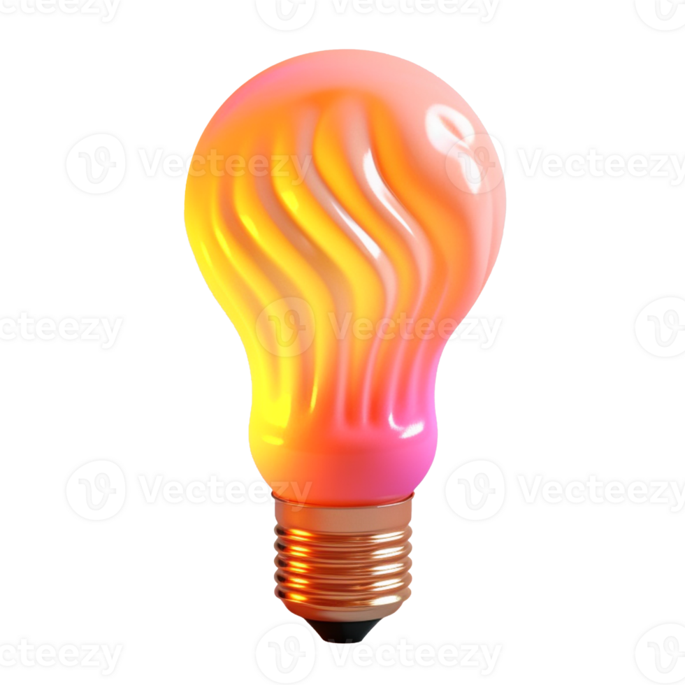light bulb in 3D style trending color palette with png