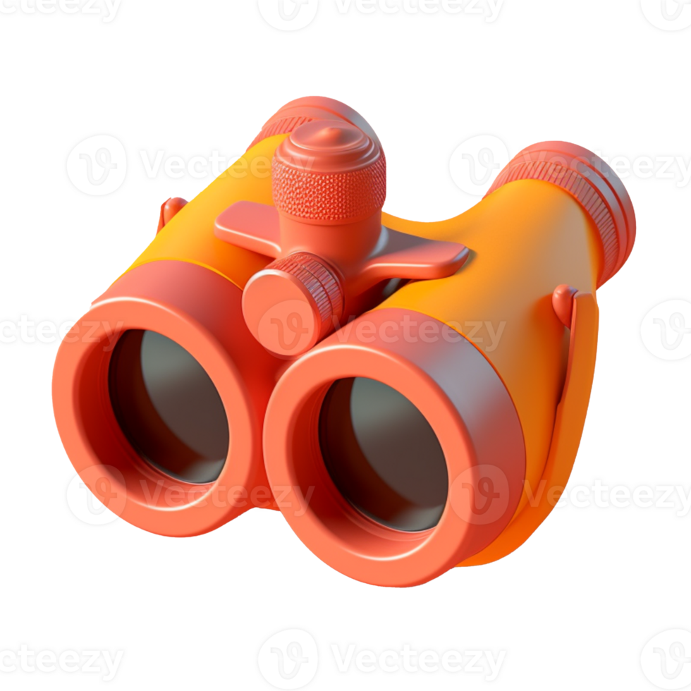 binoculars in 3D style trending color palette with png