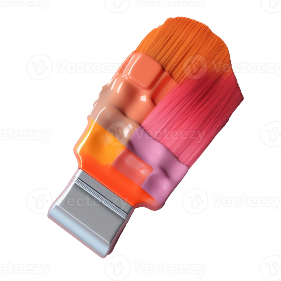 acrylic paint brush in 3D style trending color palette with png