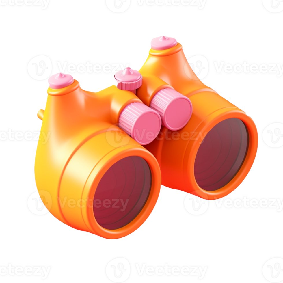 binoculars in 3D style trending color palette with png