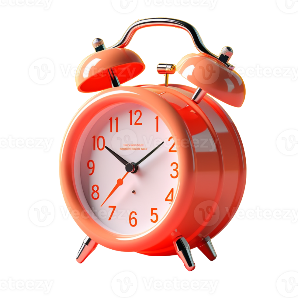 alarm clock in 3D style trending color palette with png
