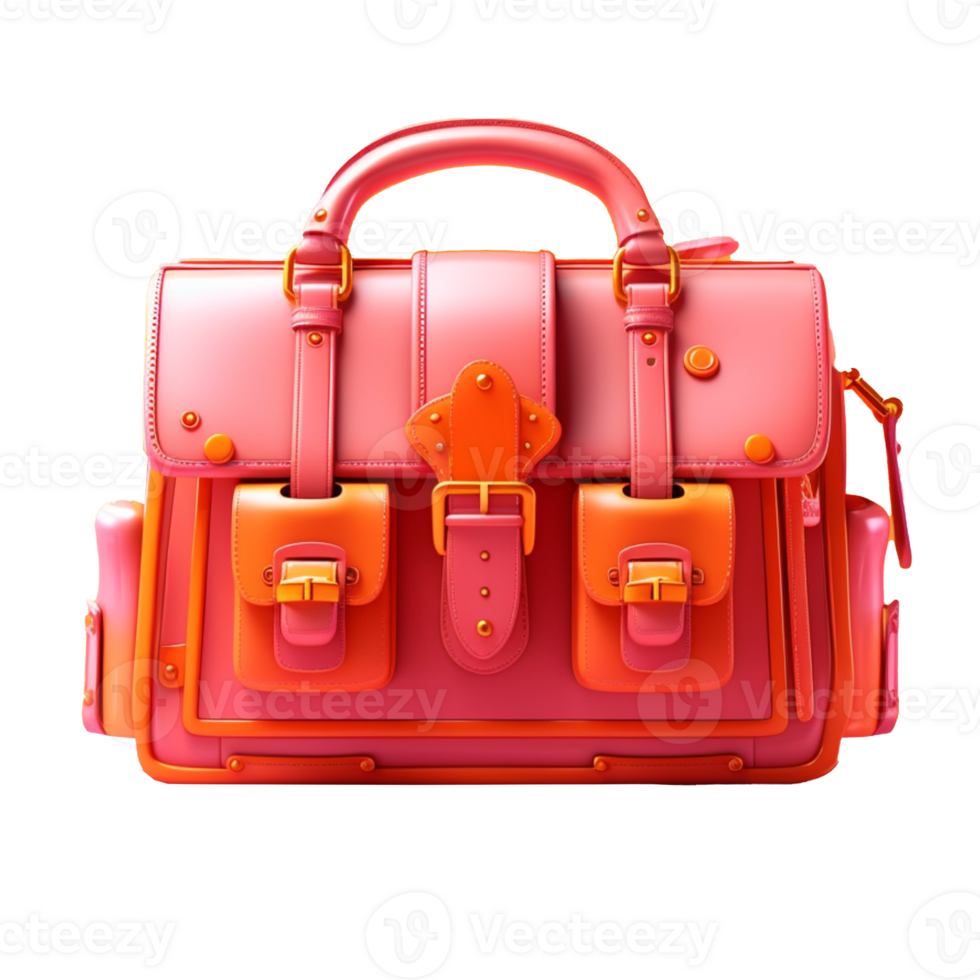 business bag in 3D style trending color palette with png