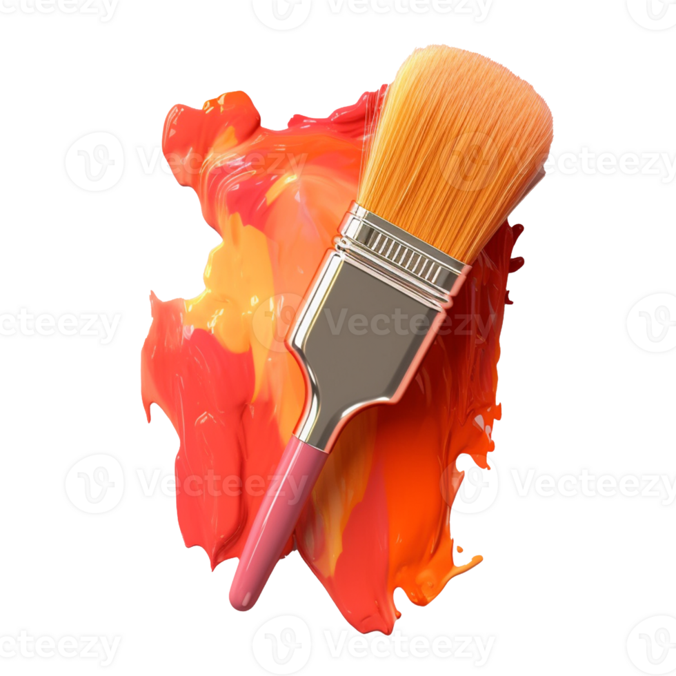 acrylic paint brush in 3D style trending color palette with png