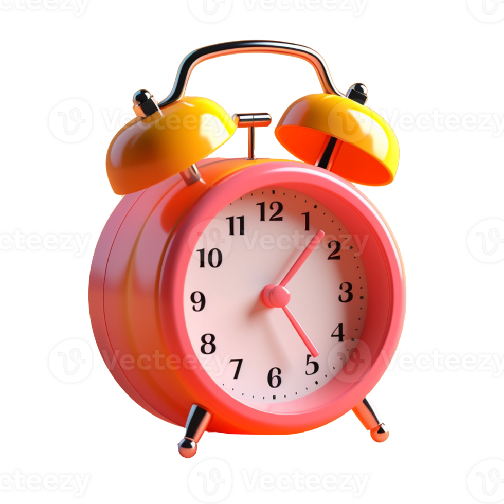 alarm clock in 3D style trending color palette with png
