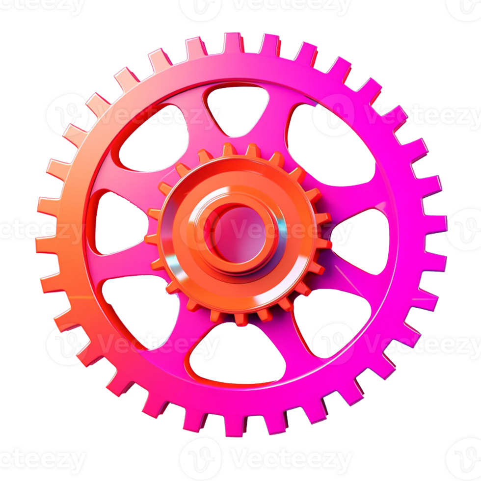 cog in 3D style trending color palette with png