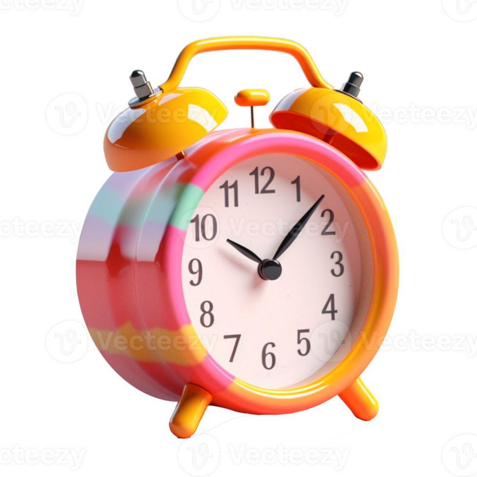 alarm clock in 3D style trending color palette with png