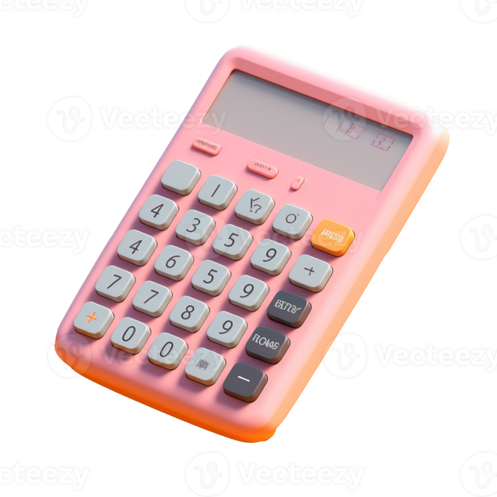 calculator in 3D style trending color palette with png