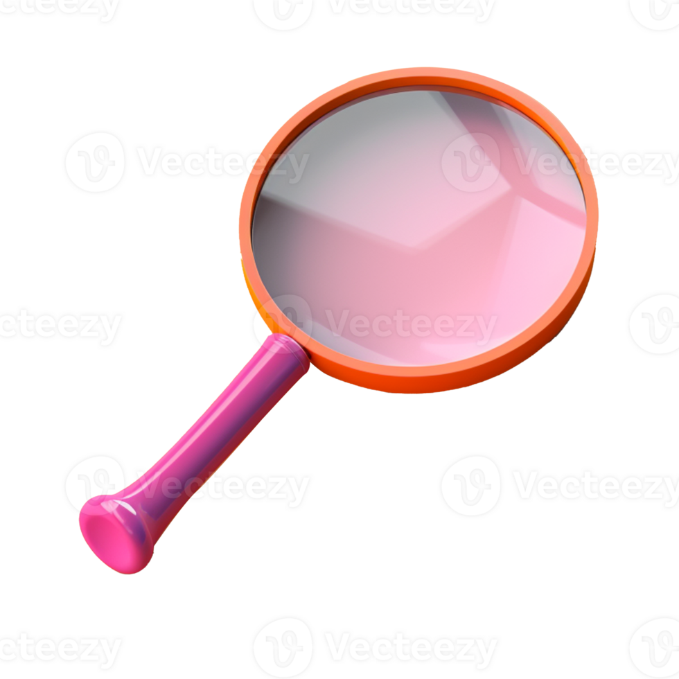 magnifying glass in 3D style trending color palette with png