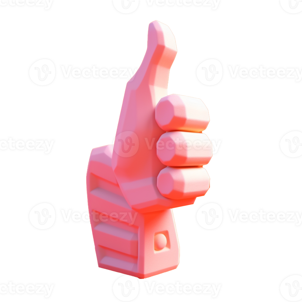 thumbs up in 3D style trending color palette with png