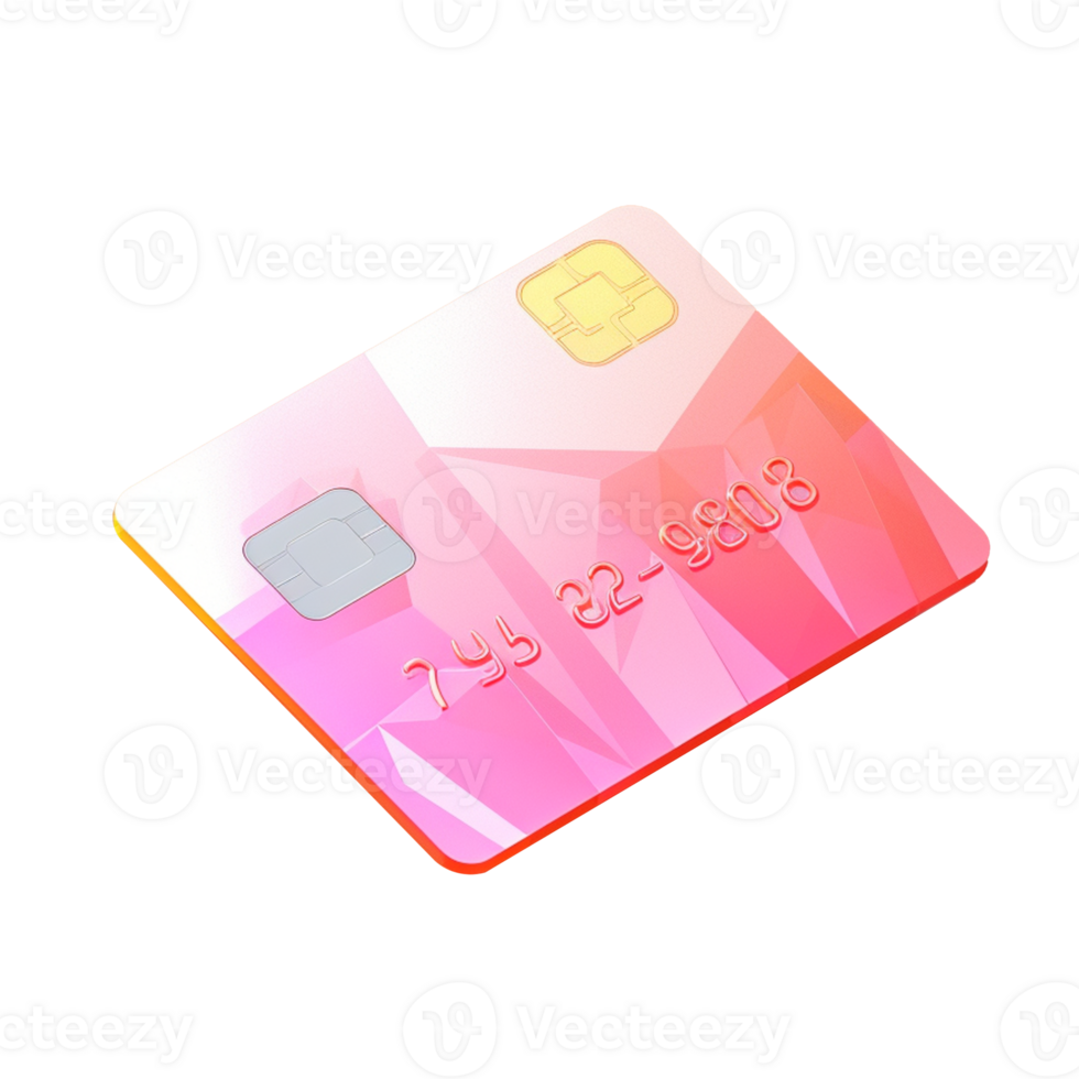 credit card in 3D style trending color palette with png