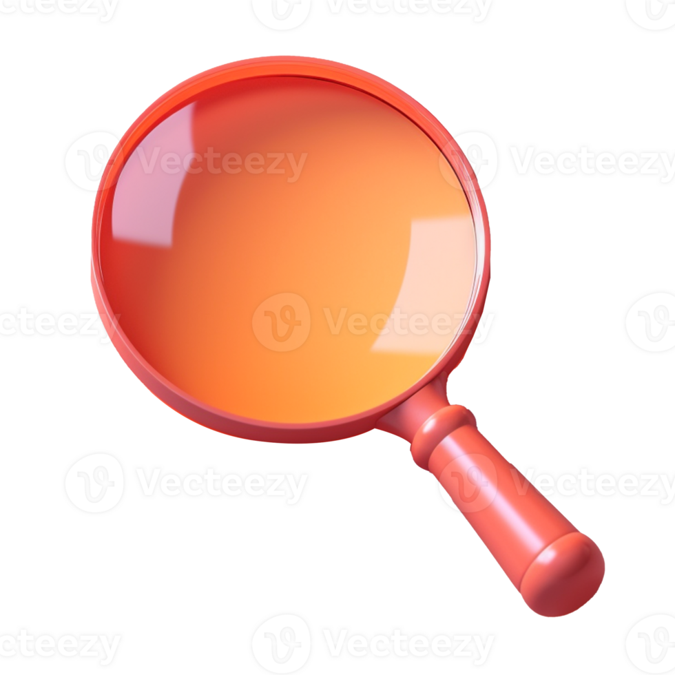 magnifying glass in 3D style trending color palette with png