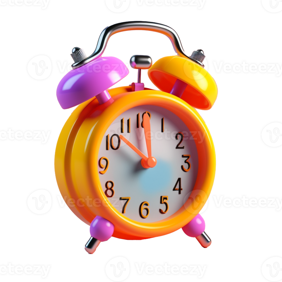 alarm clock in 3D style trending color palette with png