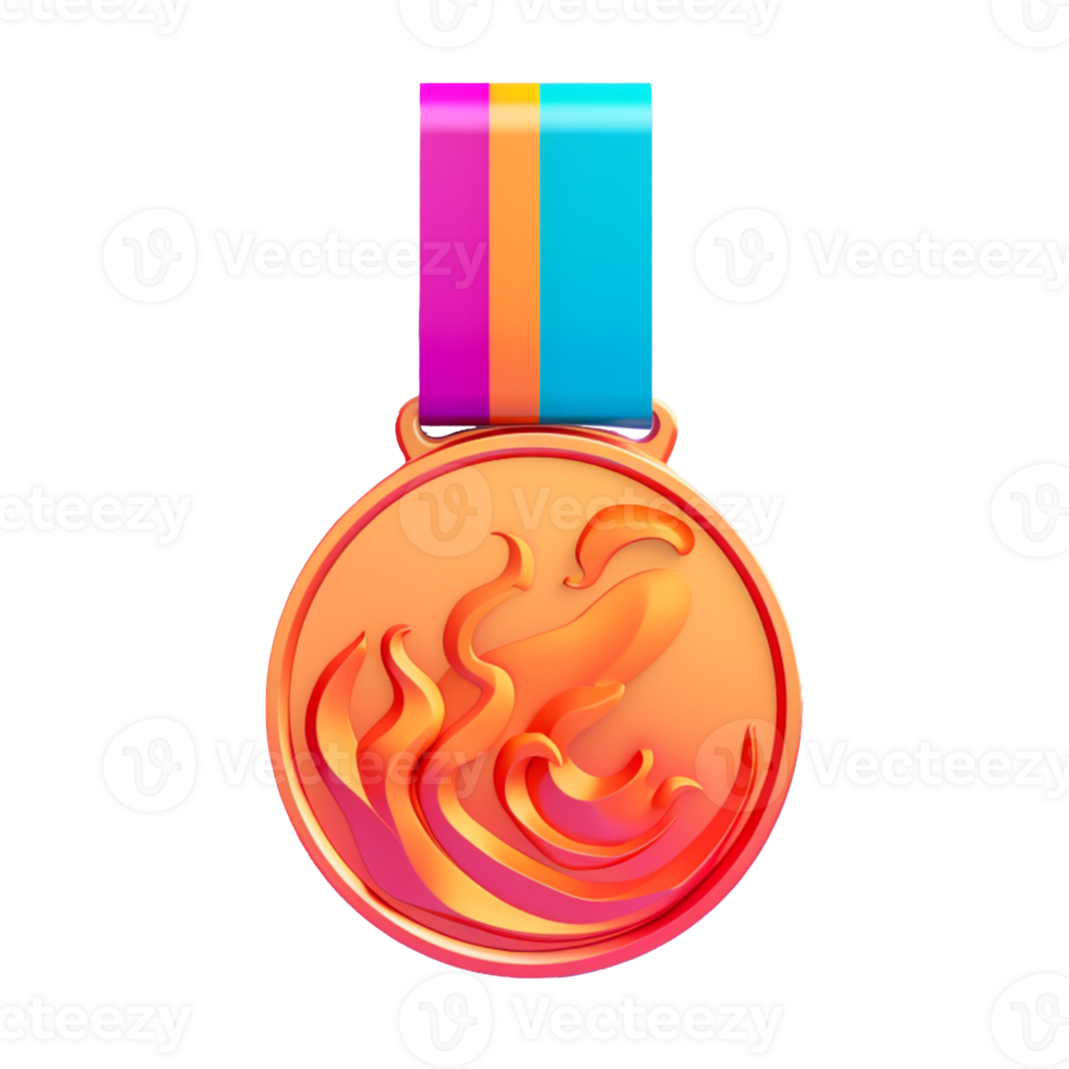 Medaille im 3d Stil Trend Farbe Palette mit generativ ai png