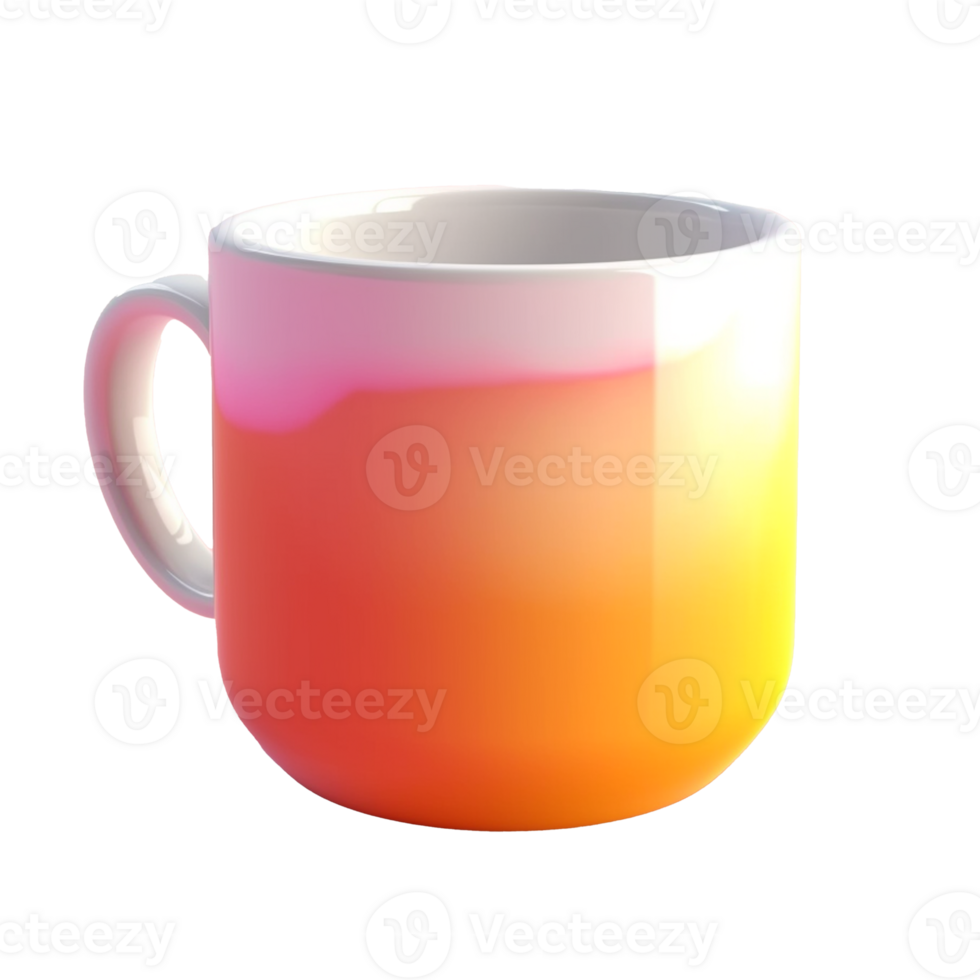 hot coffee mug in 3D style trending color palette with png