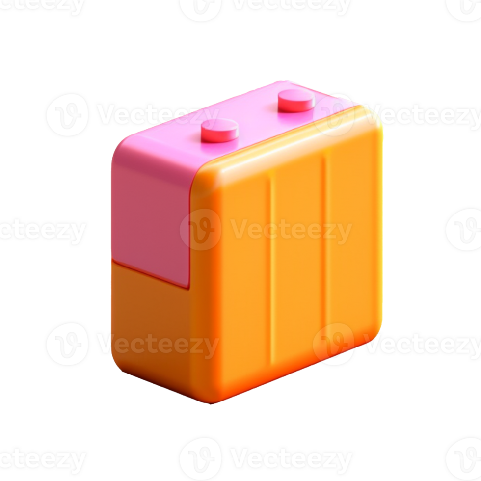 small battery in 3D style trending color palette with png