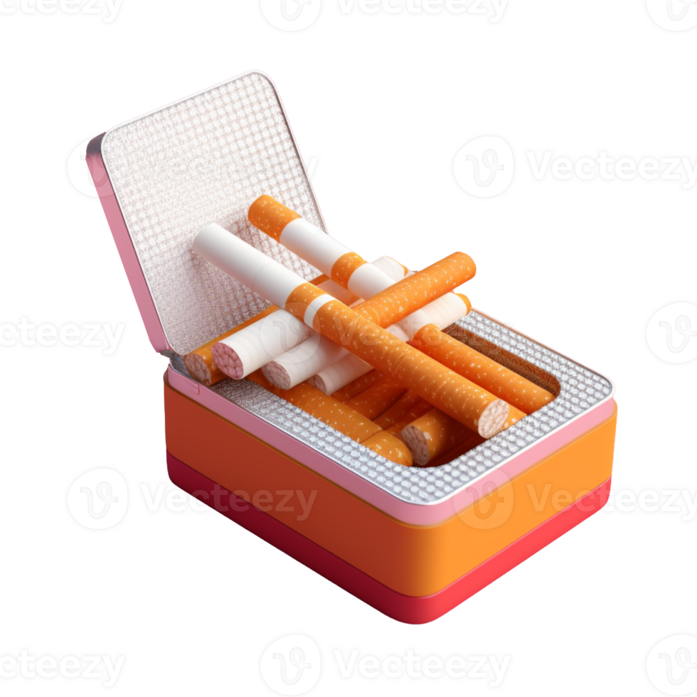 cigarette box in 3D style trending color palette with png