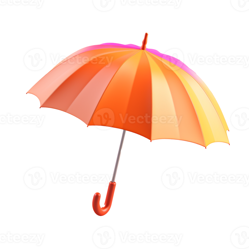 umbrella in 3D style trending color palette with png