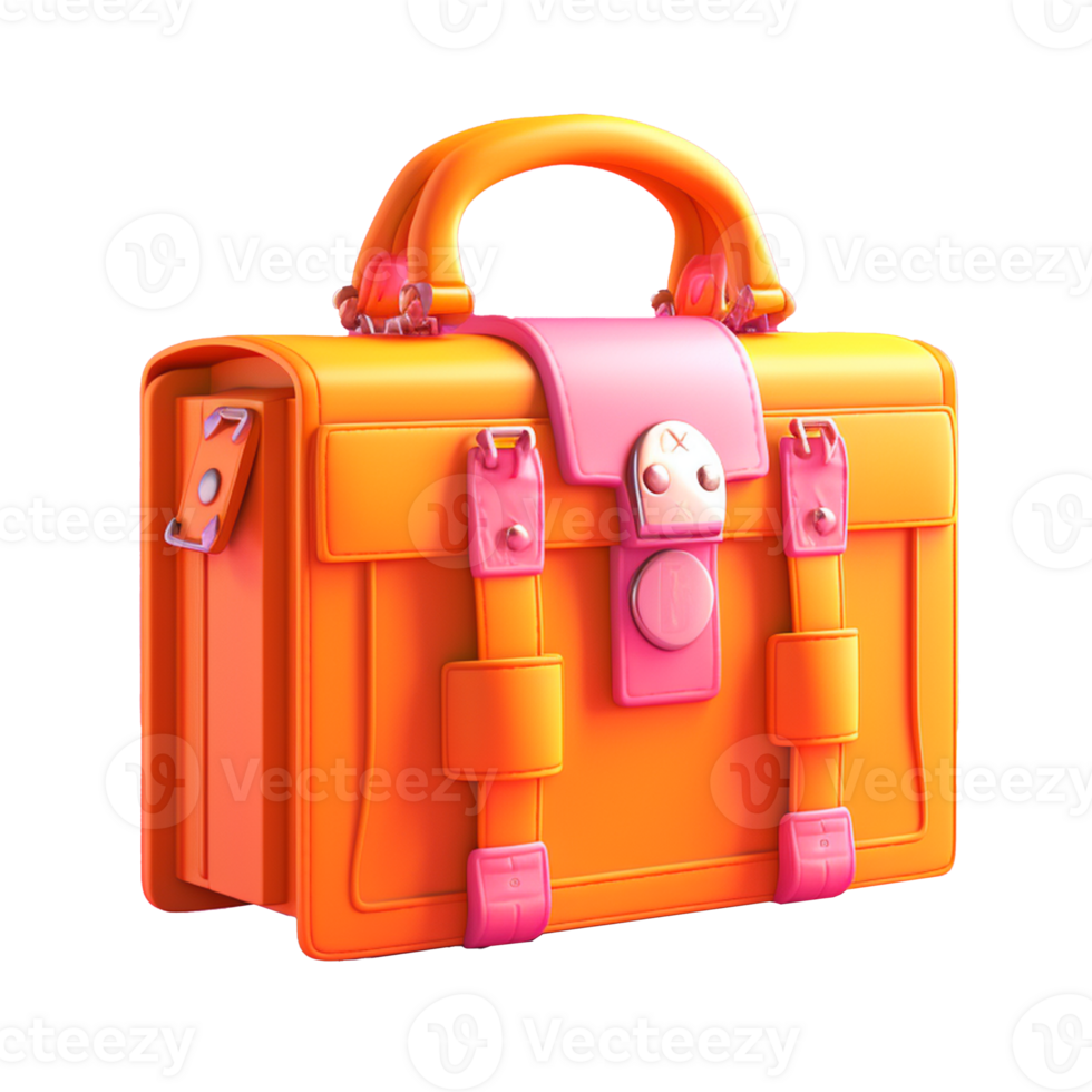 business bag in 3D style trending color palette with png