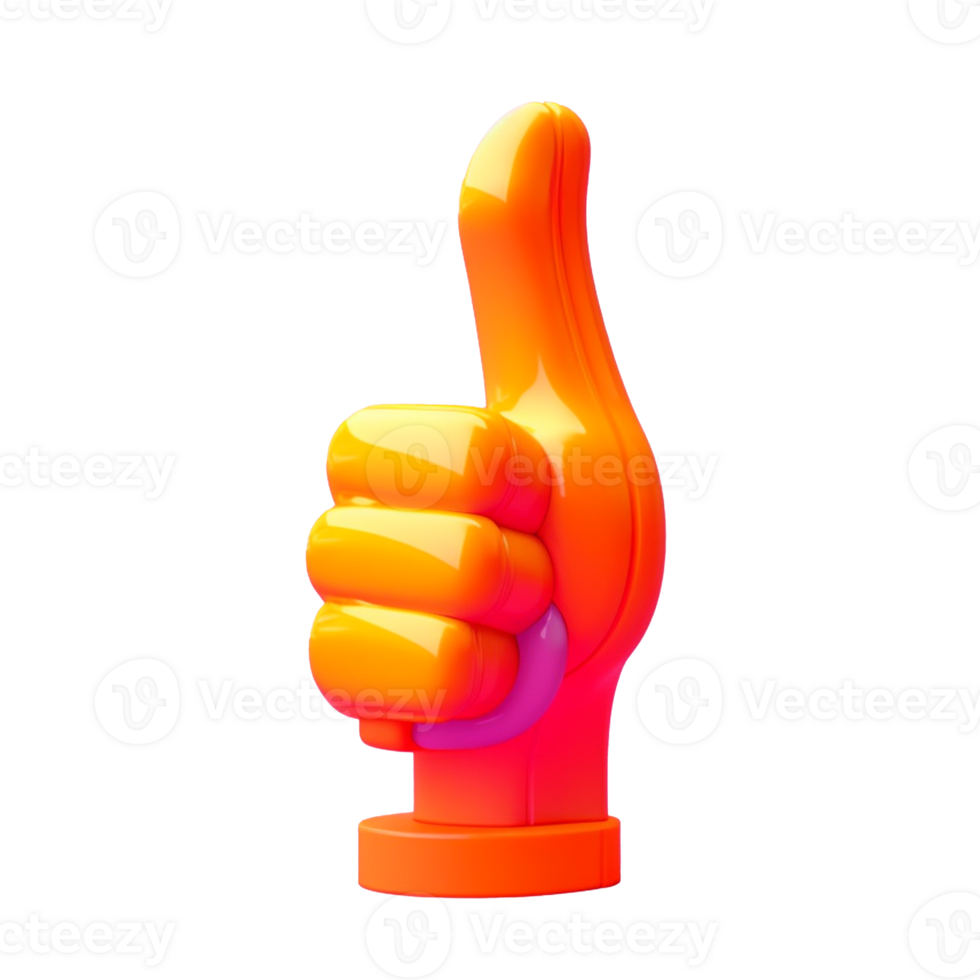 thumbs up in 3D style trending color palette with png