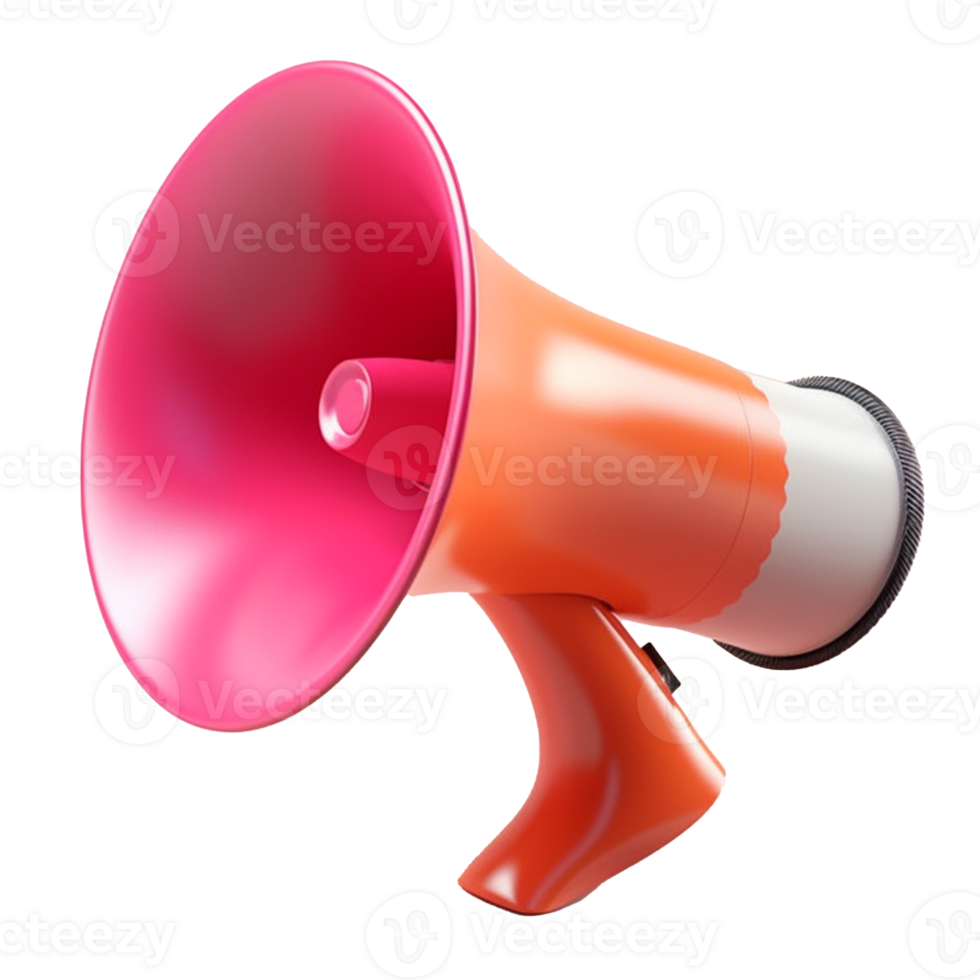 megaphone in 3D style trending color palette with png