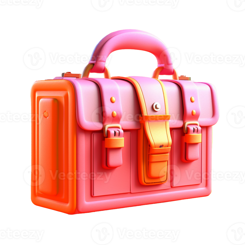 business bag in 3D style trending color palette with png