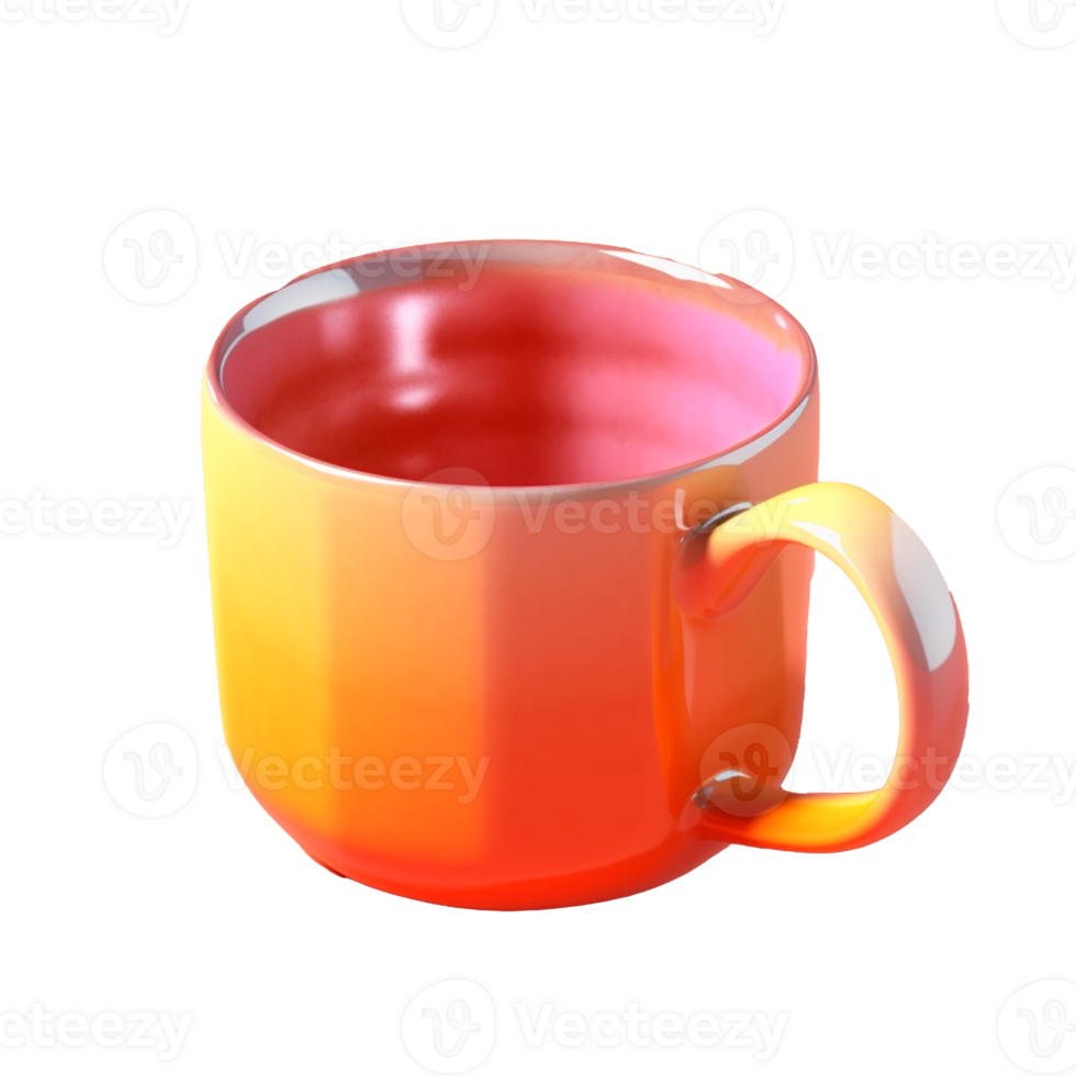 hot coffee mug in 3D style trending color palette with png