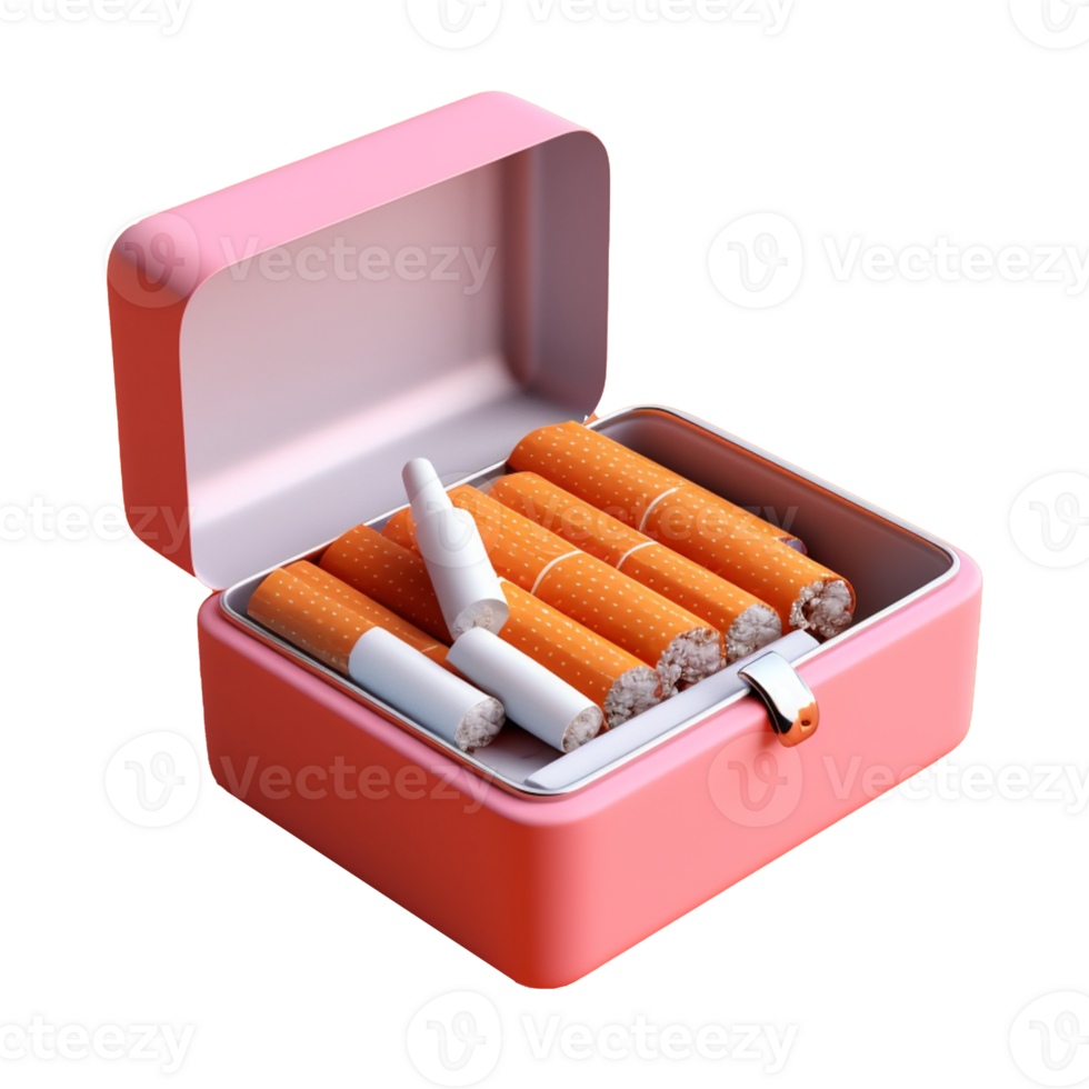 cigarette box in 3D style trending color palette with png