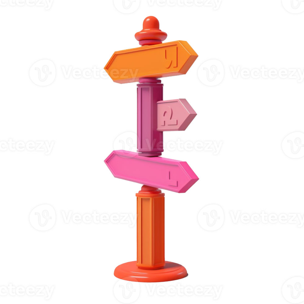 signpost in 3D style trending color palette with png