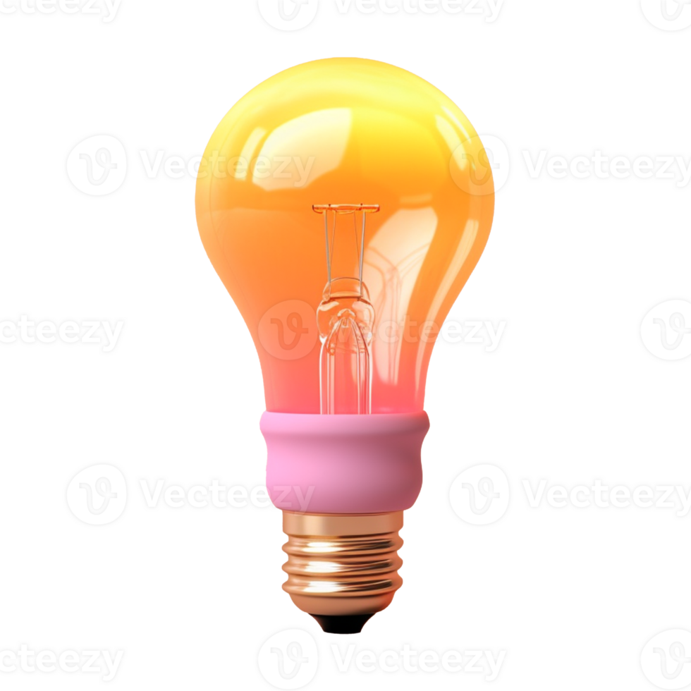 light bulb in 3D style trending color palette with png