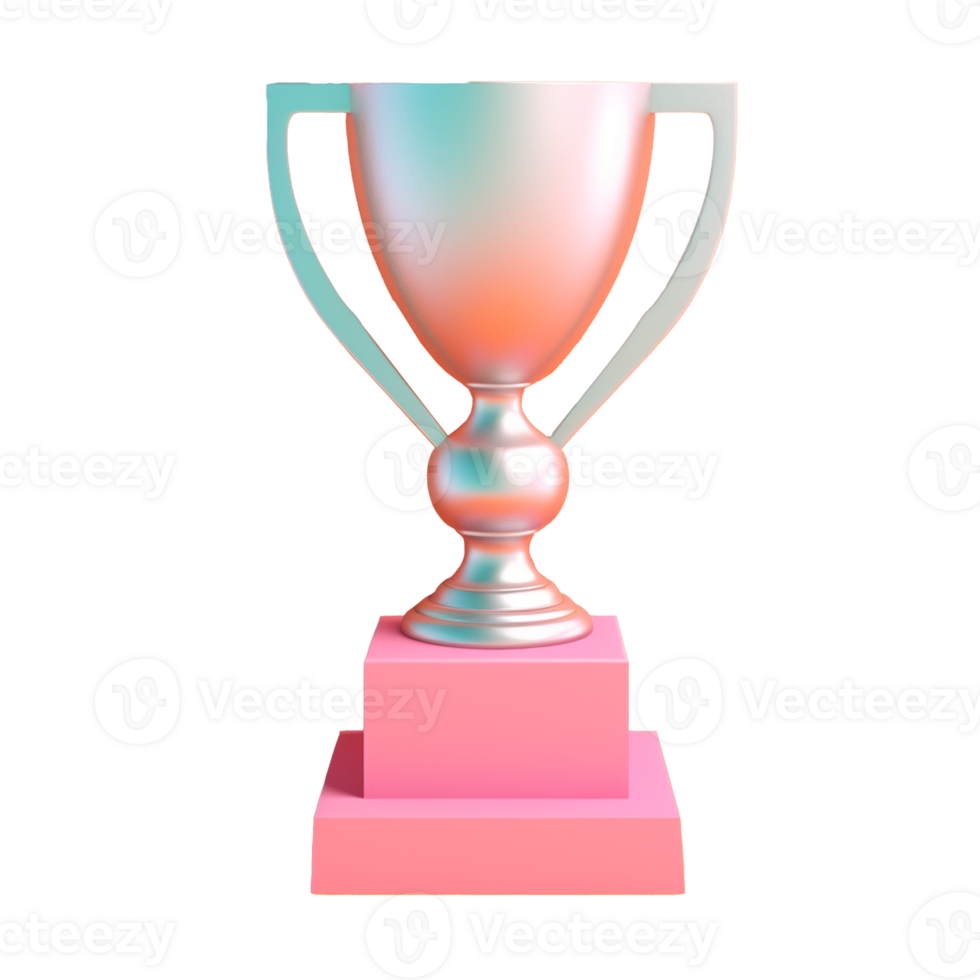 trophy in 3D style trending color palette with png