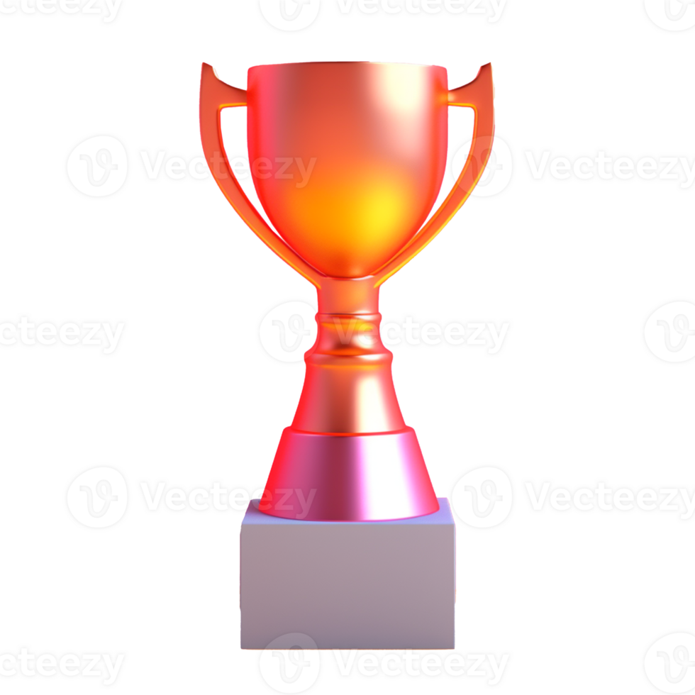 trophy in 3D style trending color palette with png