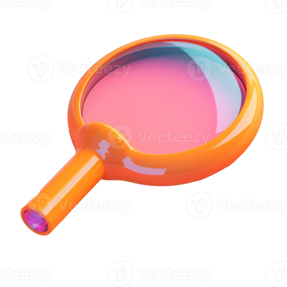 magnifying glass in 3D style trending color palette with png