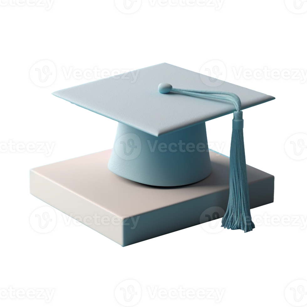 graduation cap in 3D style trending color palette with png