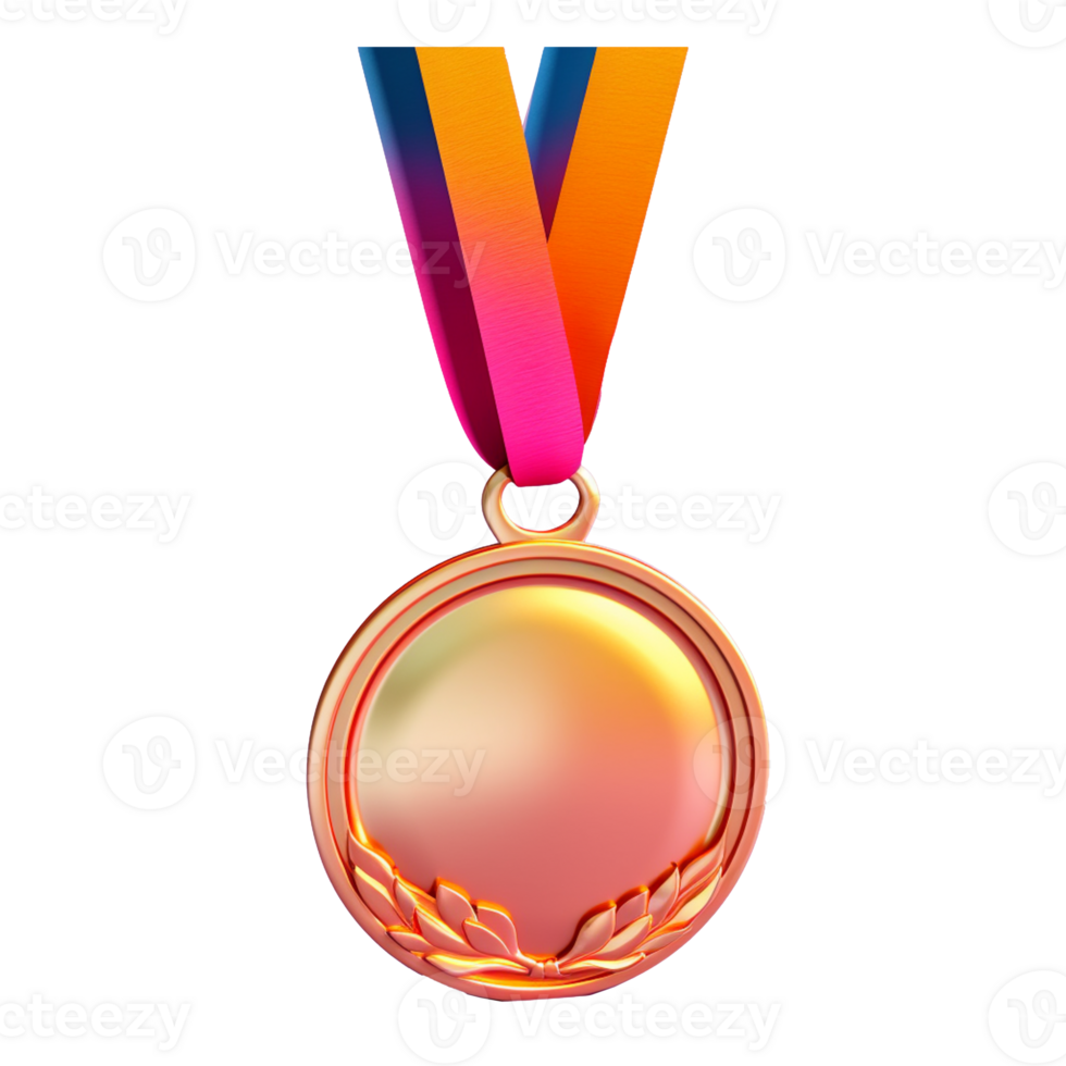 medal in 3D style trending color palette with png