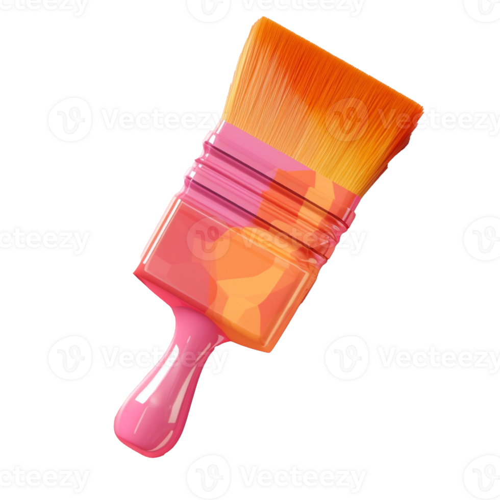 acrylic paint brush in 3D style trending color palette with png