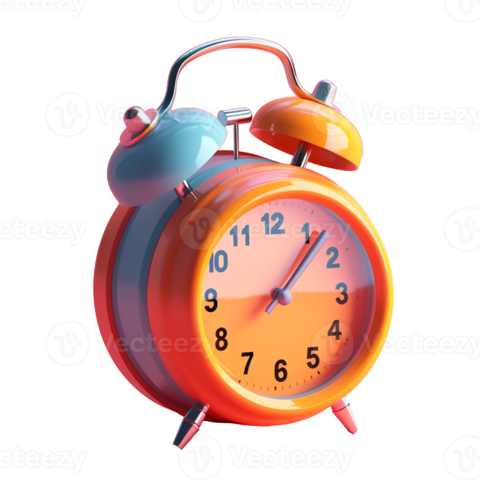 alarm clock in 3D style trending color palette with png