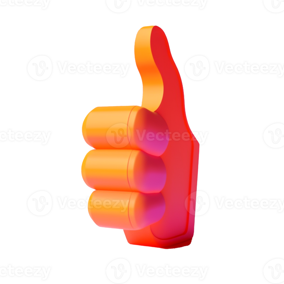 thumbs up in 3D style trending color palette with png