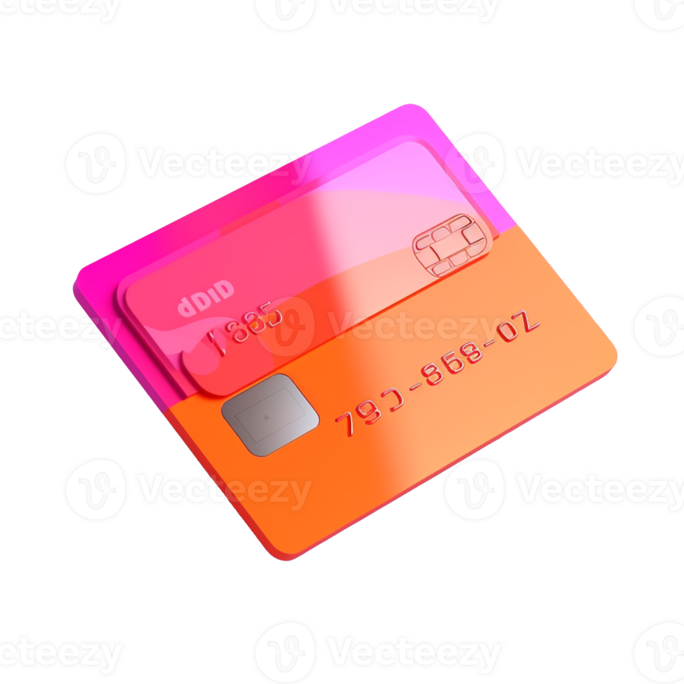 credit card in 3D style trending color palette with png