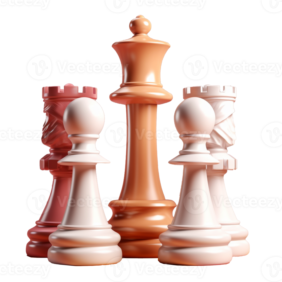 chess in 3D style trending color palette with png