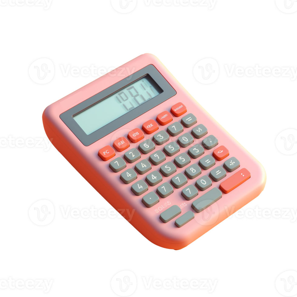 calculator in 3D style trending color palette with png