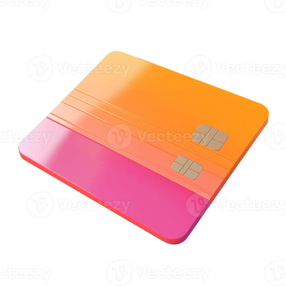 credit card in 3D style trending color palette with png