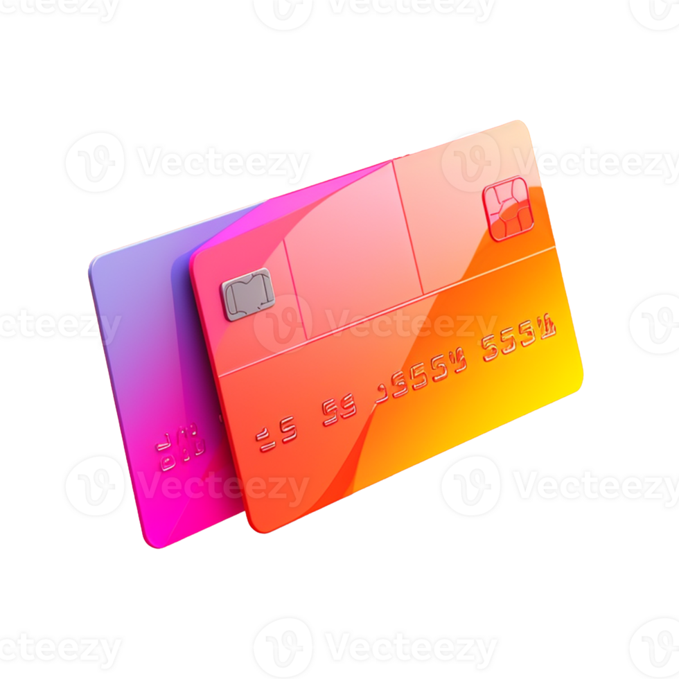 credit card in 3D style trending color palette with png
