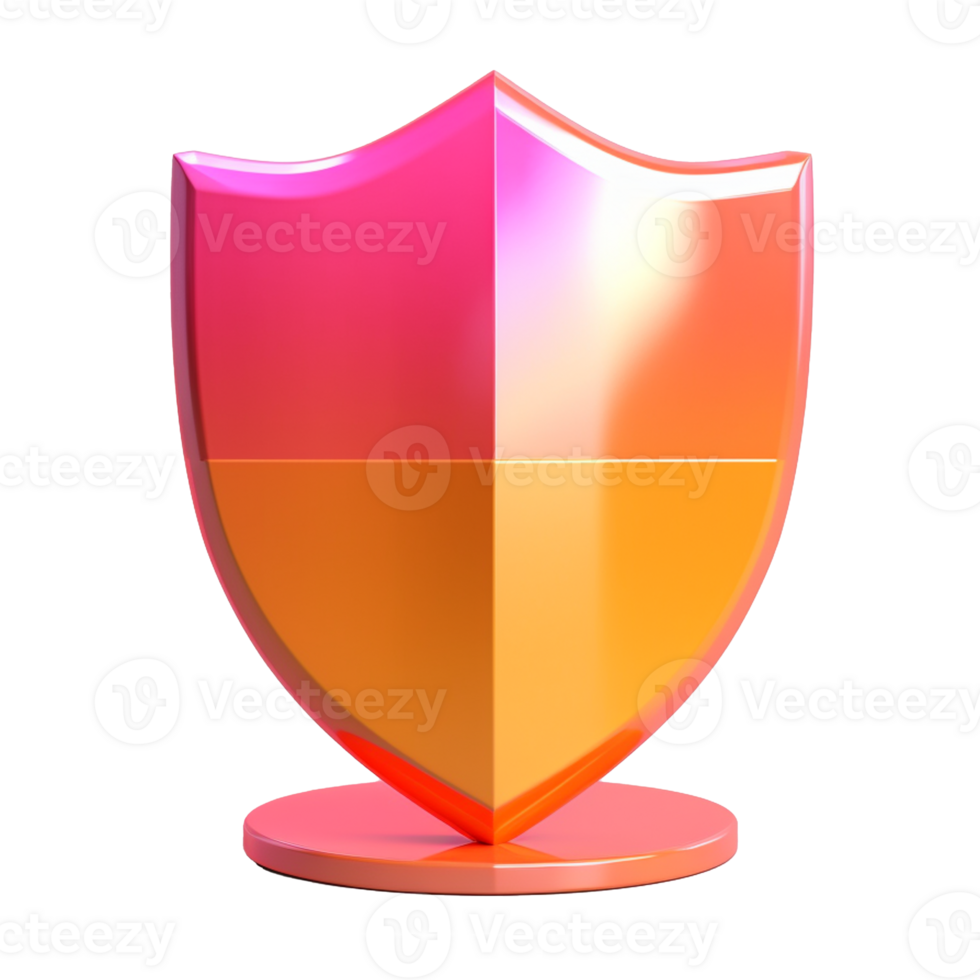 shield in 3D style trending color palette with png