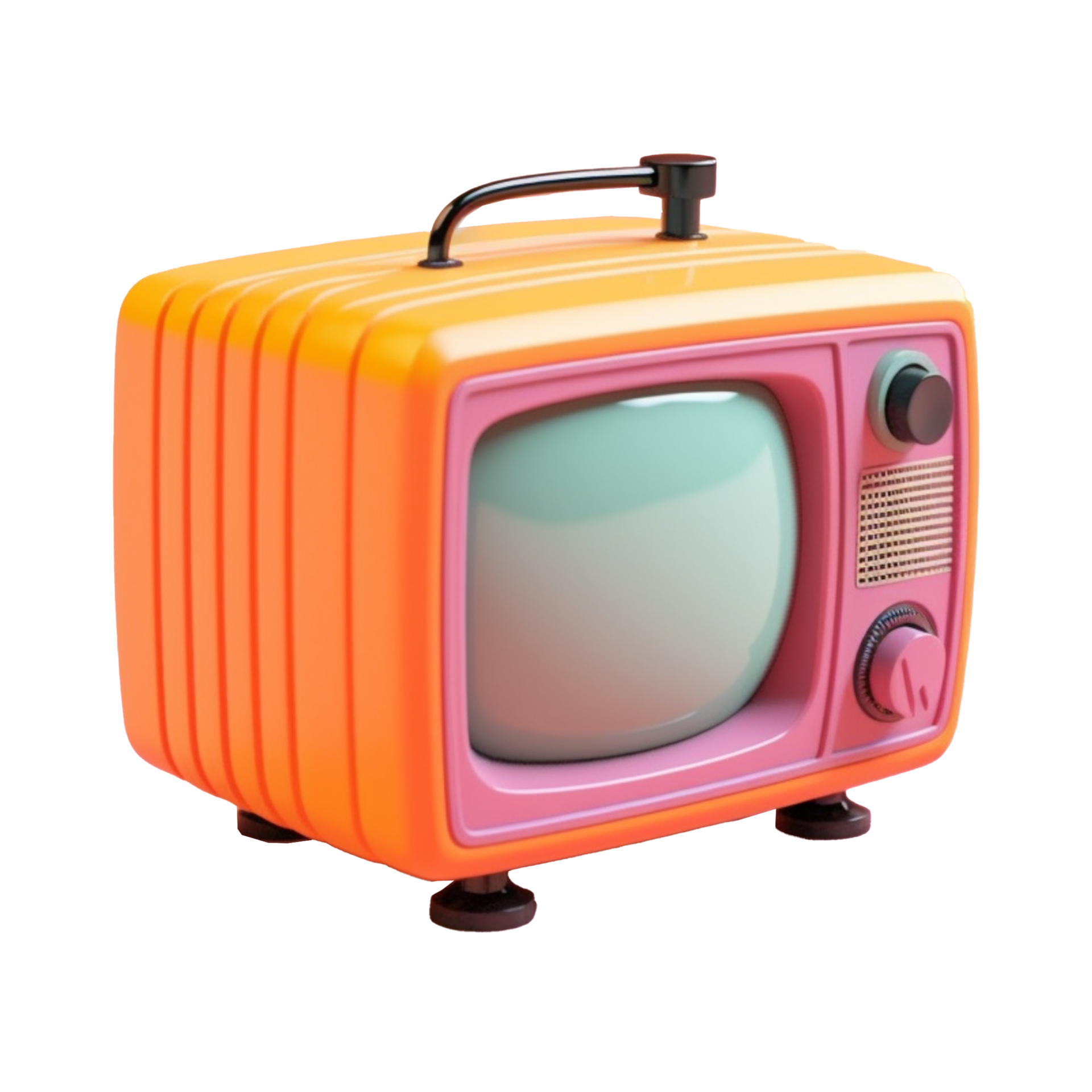 vintage television in 3D style trending color palette with 23886869 PNG