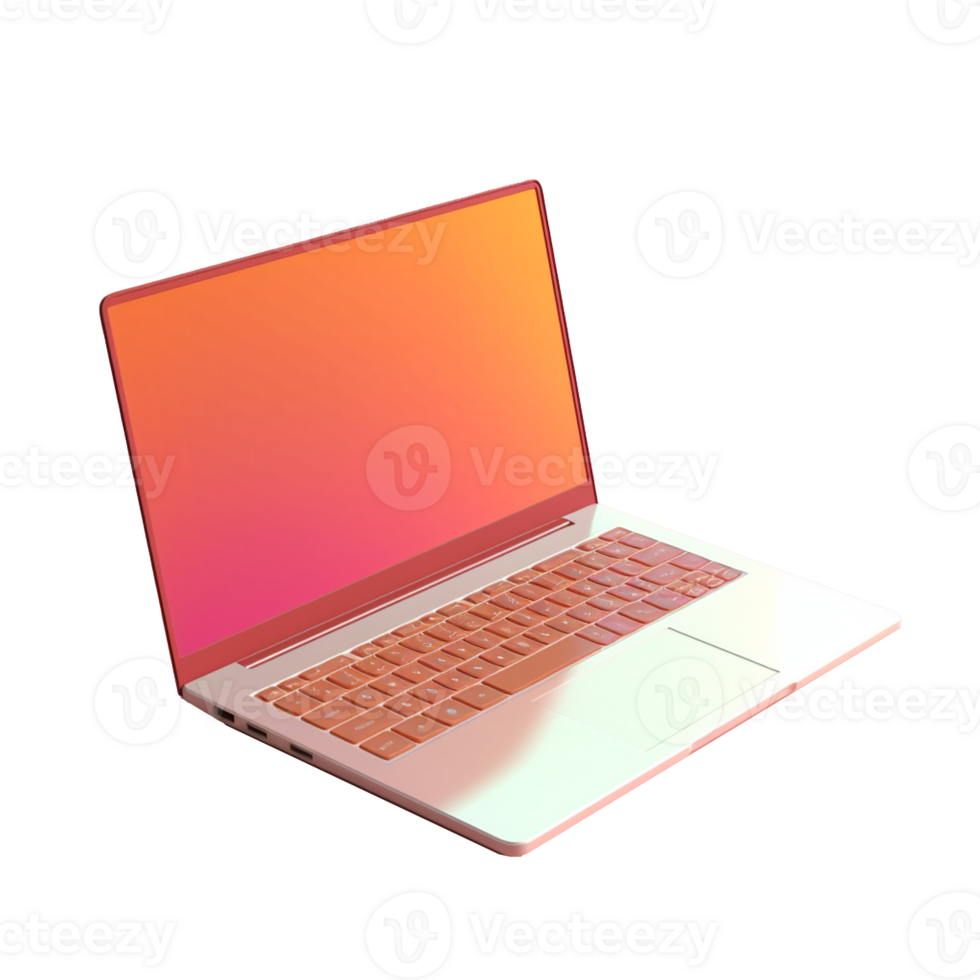 laptop in 3D style trending color palette with png
