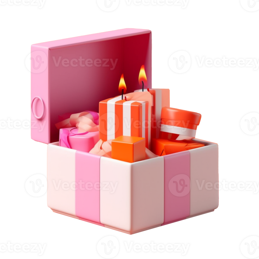 gift box in 3D style trending color palette with png